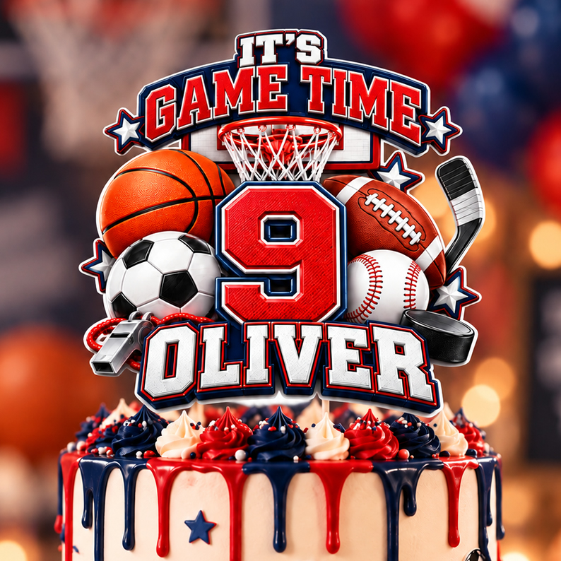 Personalized Sports Cake Topper