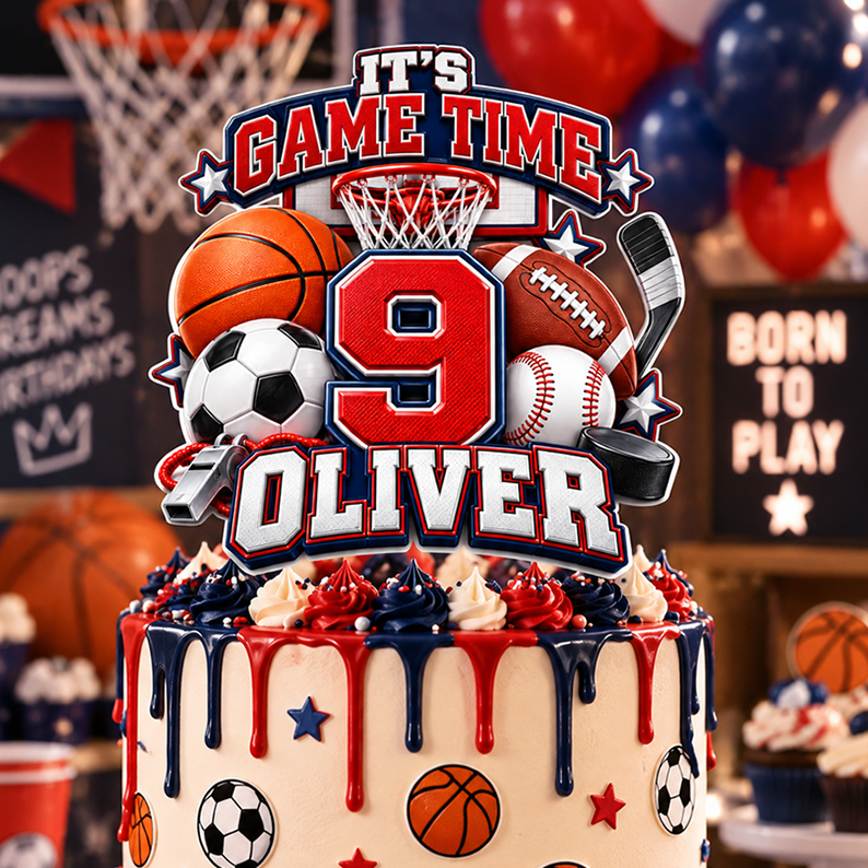 Personalized Sports Cake Topper