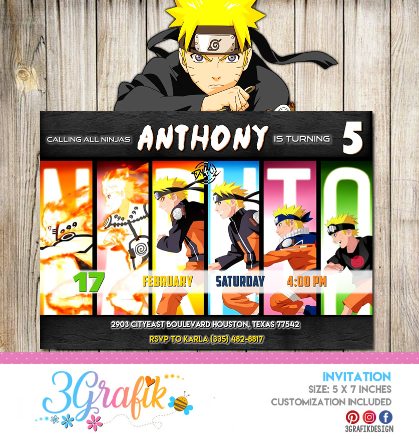 10 BEST] Invitations Naruto, DIGITAL, WHATSAPP