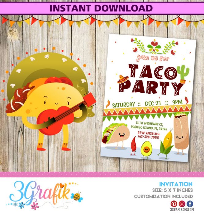 Taco Party – Mexican - Invitation – Printable