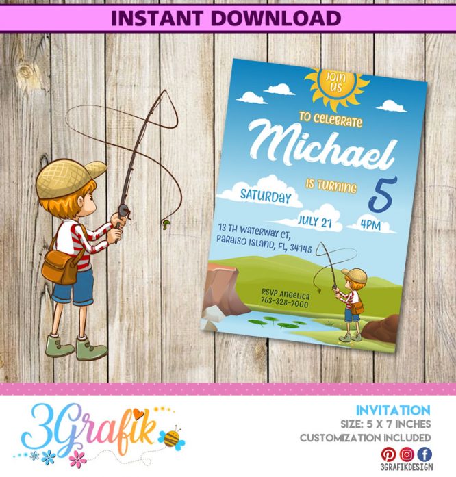 Fishing Party – Fishing - Invitation – Printable