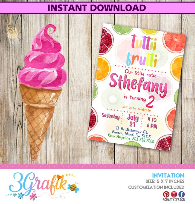 Tutti Frutty Party - Fruits - Invitation – Printable
