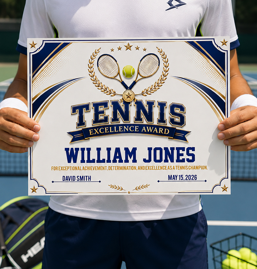 Tennis Certificate Printable