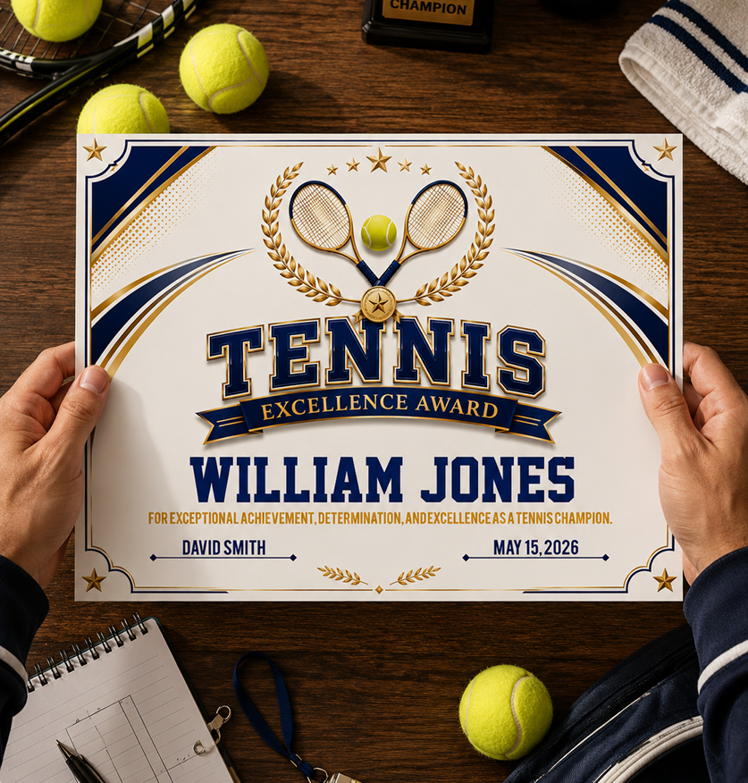 Tennis Certificate Printable