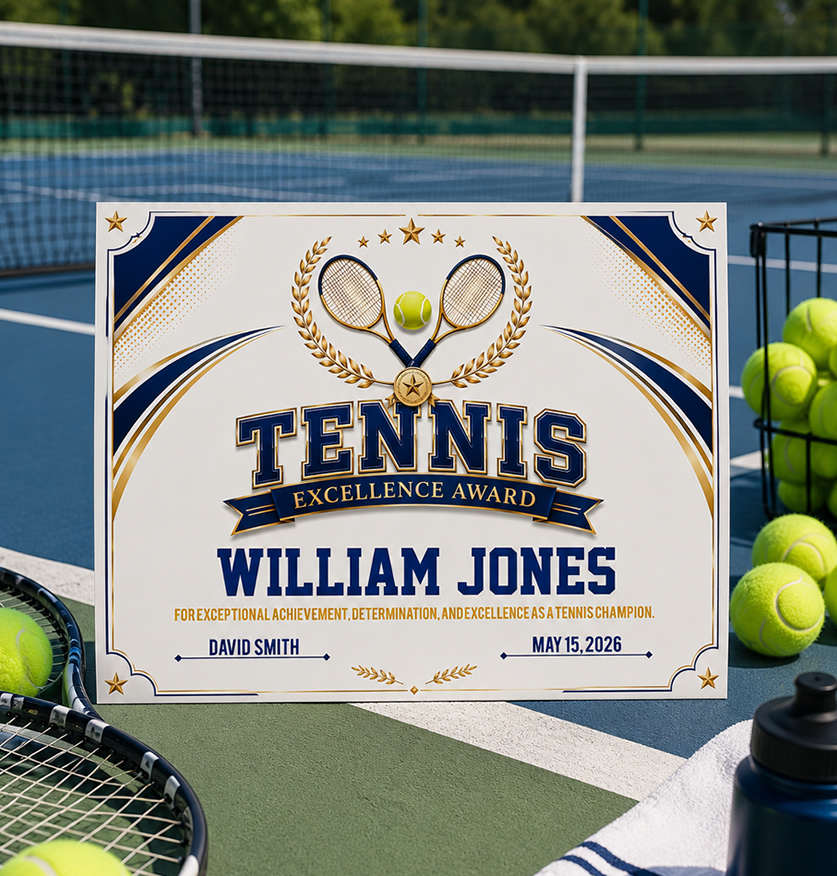 Tennis Certificate Printable