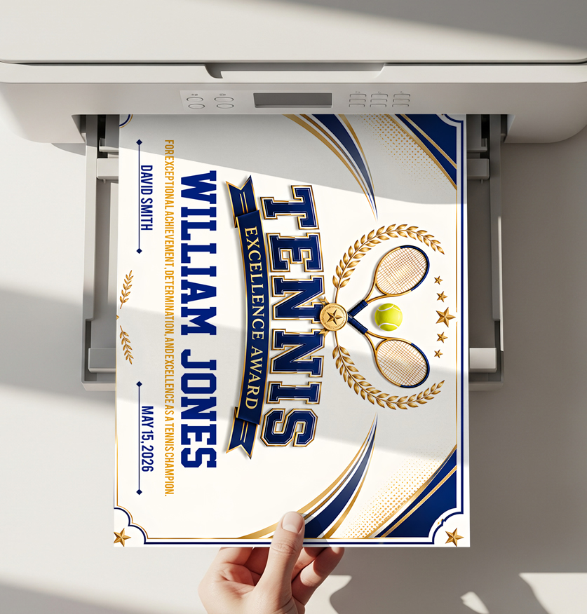 Tennis Certificate Printable