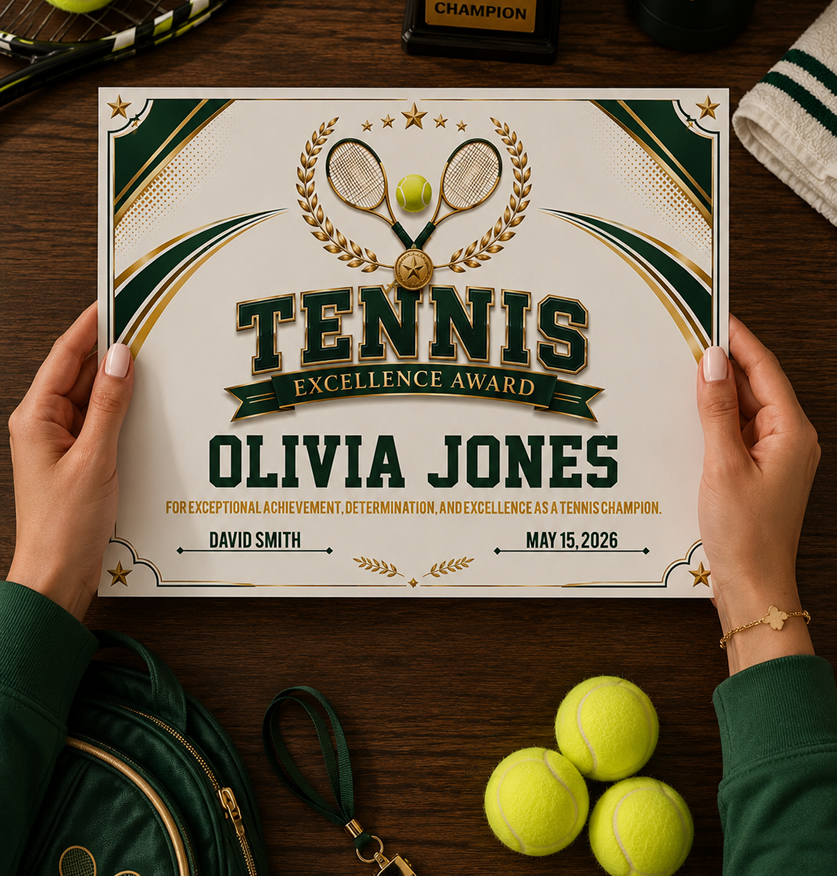 Tennis Certificate Printable