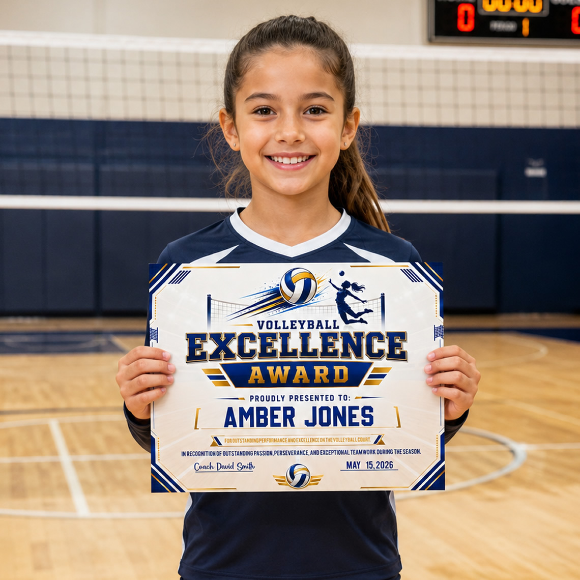 Volleyball Certificate Printable