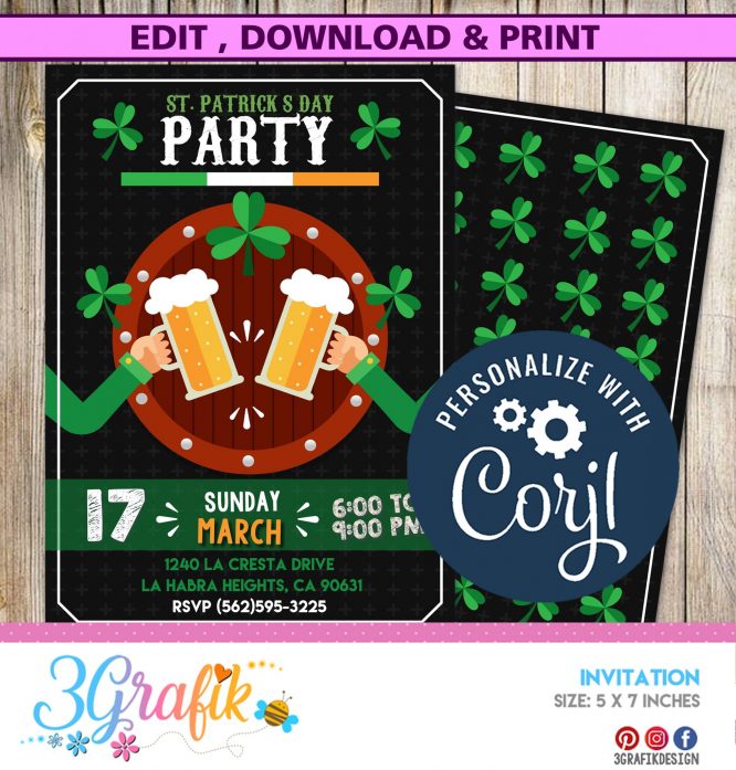 St. Patrick's Birthday Invitation Template