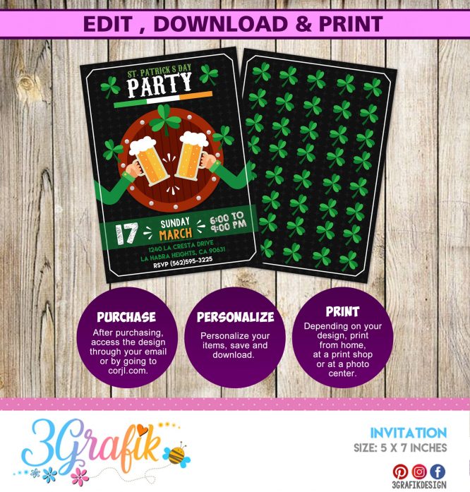 St. Patrick's Birthday Invitation Template - Image 2