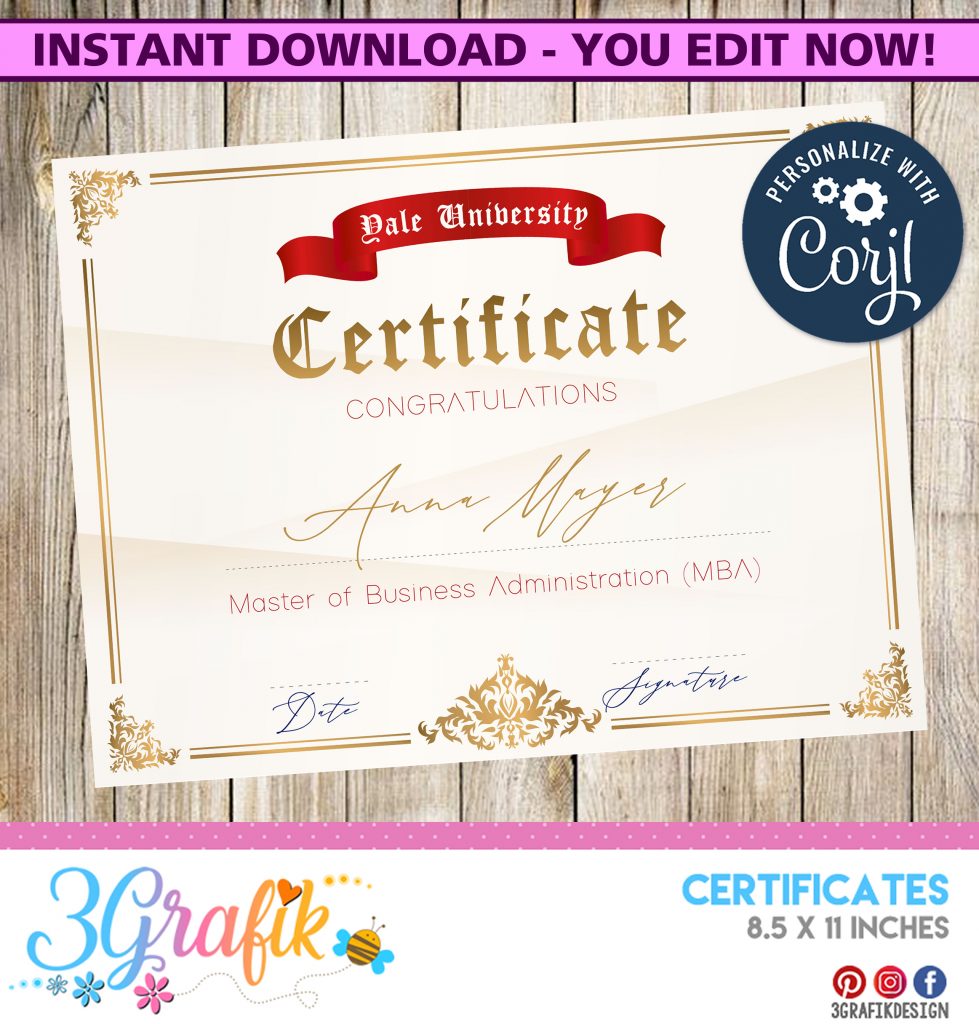 University – Digital Template Diploma – Printable - 3Grafik