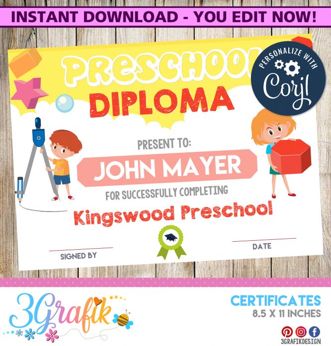 Preschool – Digital Template Diploma