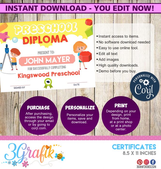 Preschool – Digital Template Diploma