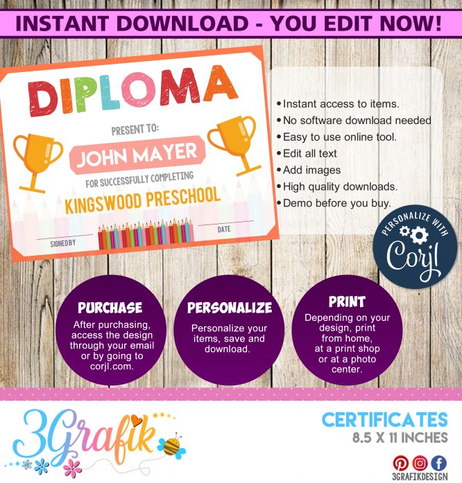 School – Digital Diploma Template