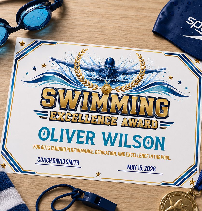 Swimming Certificate Printable