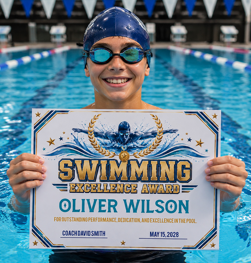 Swimming Certificate Printable