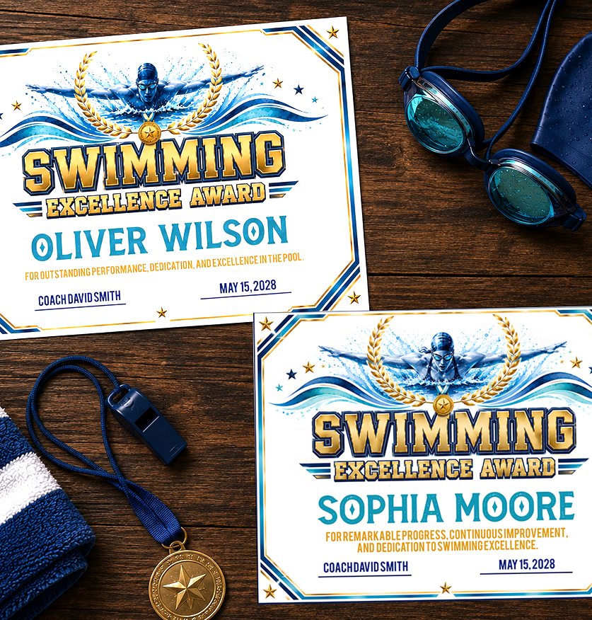 Swimming Certificate Printable