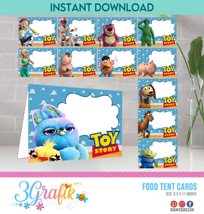 Toy Story Food Tent Cards Printable