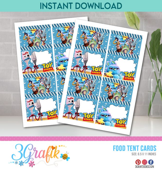 Toy Story Food Tent Cards Printable