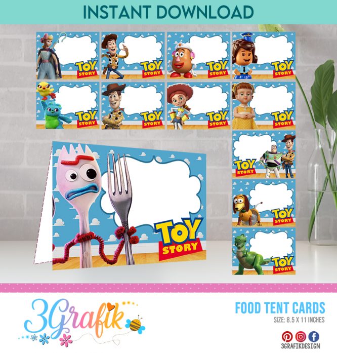 Toy Story – Food Tent Cards– Printable
