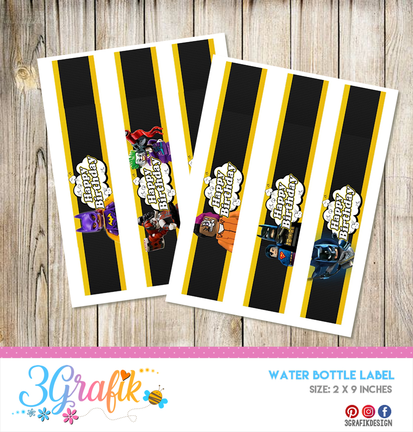 Batman Water Bottle Labels, Batman Bottle Labels, Water Labels