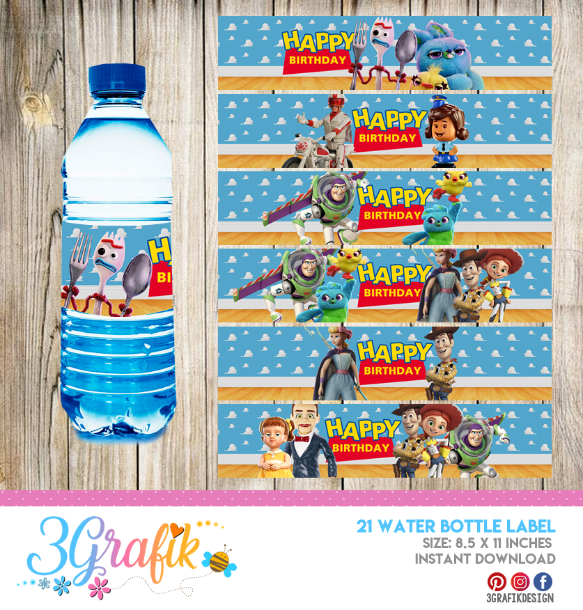 Toy Story Water Bottle Labels, Toy Story Bottle Labels, Water Labels, Toy  Story Birthday Party, DIY - MakeMeDesign