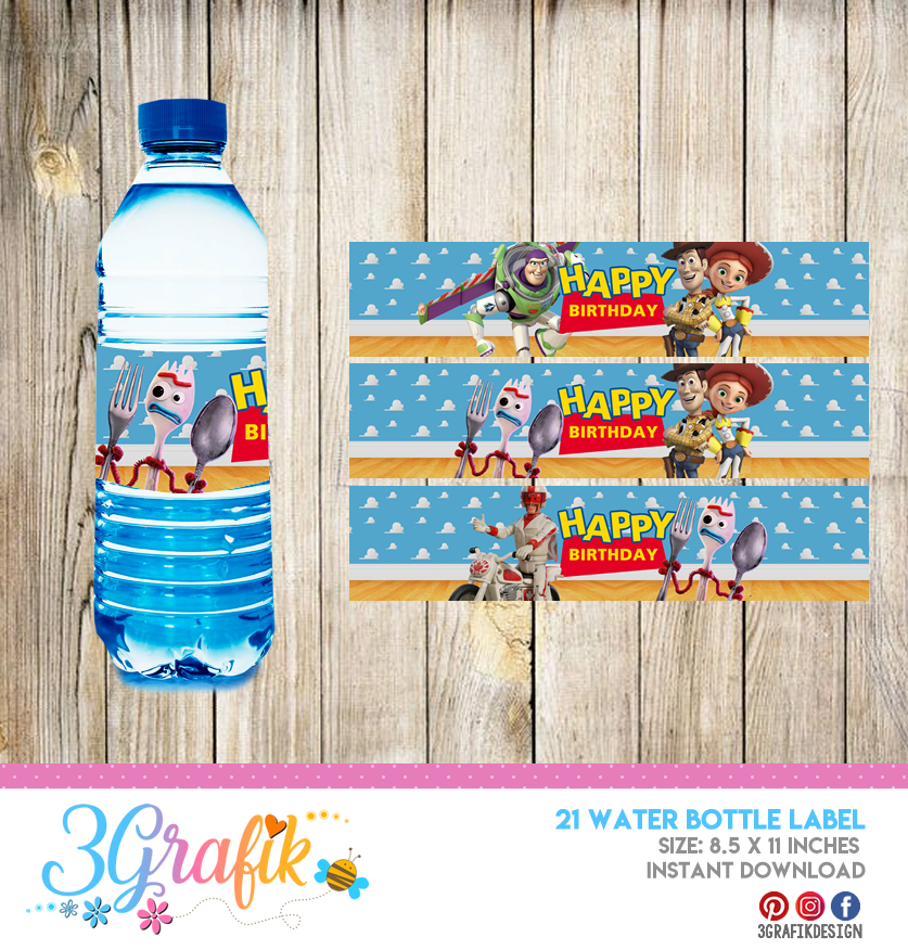 Toy Story – Water Bottle Label – Printable - 3Grafik