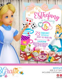 Alice in Wonderland birthday Invitation