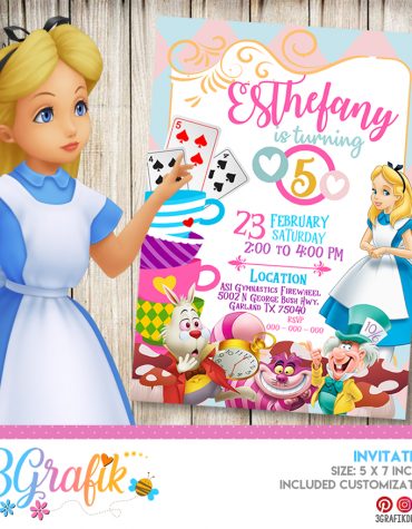Alice in Wonderland birthday Invitation