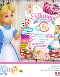 Alice In Onederland Birthday Invitation