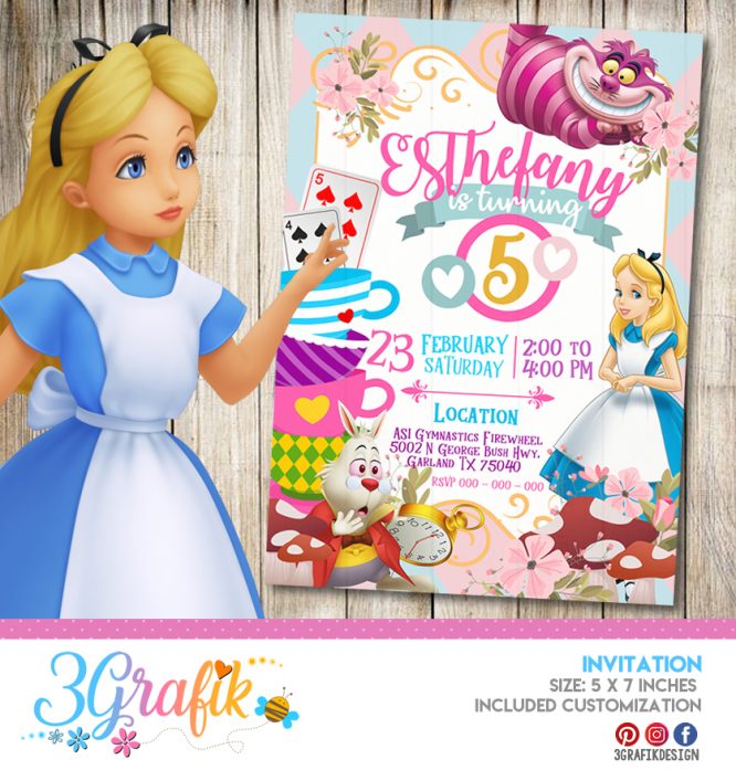 Alice In Onederland Birthday Invitation