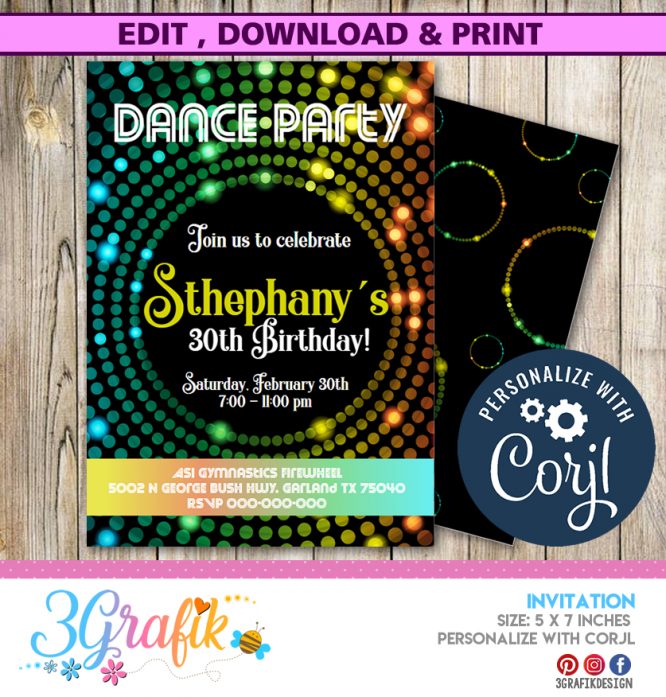 Disco Party invitation