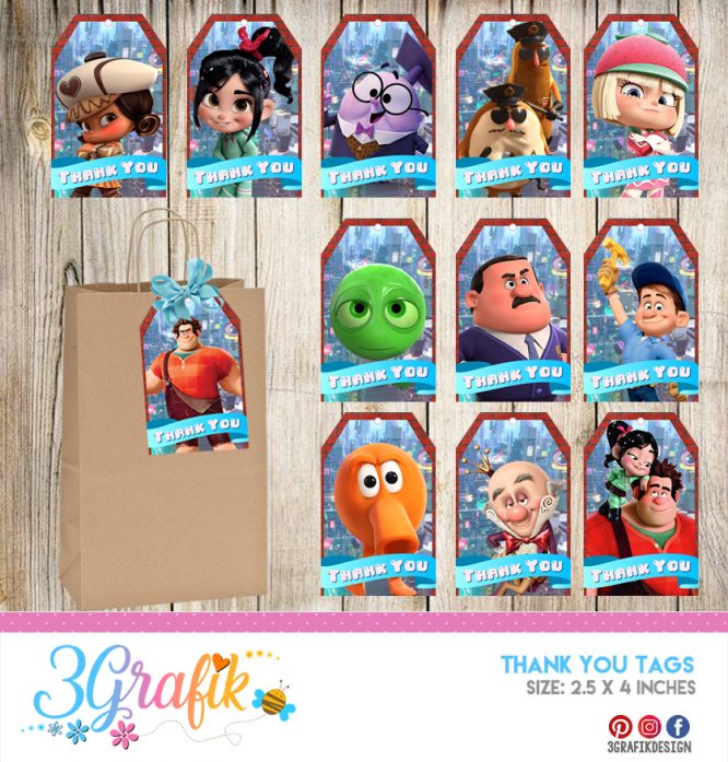 Wreck-It Ralph – Thank You Tags – Printable
