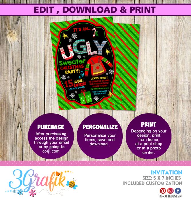 Ugly Sweater Christmas- Party Digital Invitation