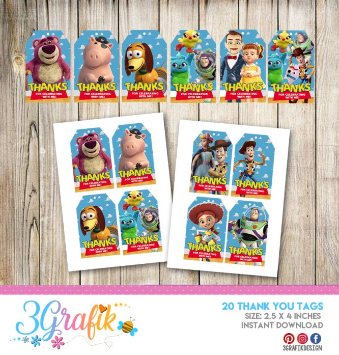 Toy Story 4 Thank You Tags