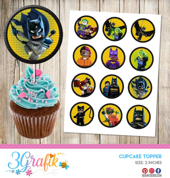Lego Batman - Cupcake Topper - Printable - Image 2