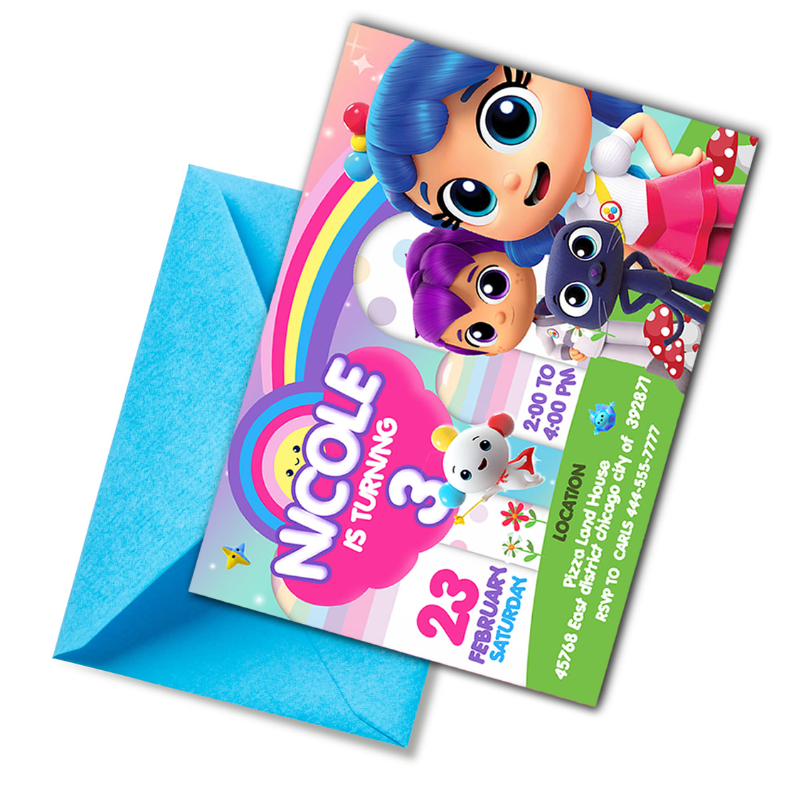 True and the Rainbow Kingdom Invitation Template