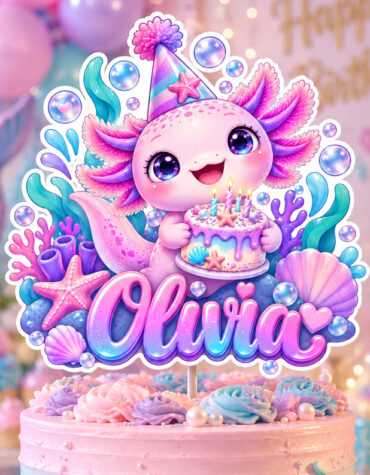 Personalized Axolotl Cake Topper