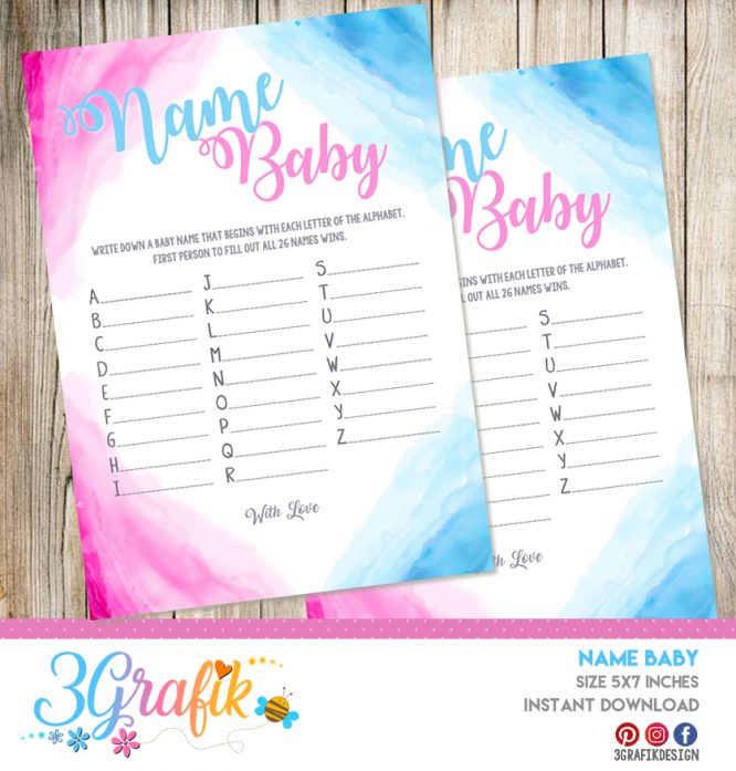 Gender Reveal – Name Game Baby – Printable