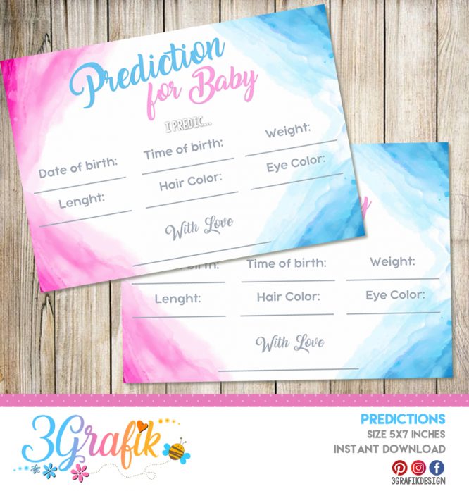 Gender Reveal – Predictions for Baby – Printable