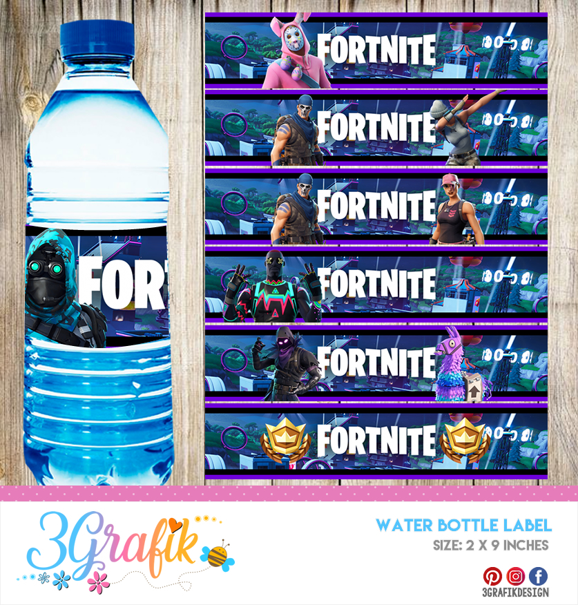 Fortnite – Water Bottle Label – Printable - 3Grafik