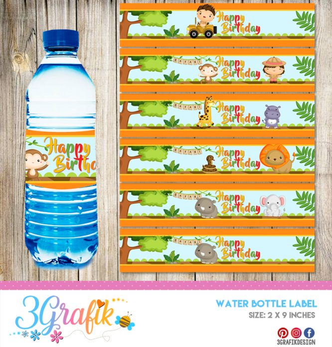 Safari – Water Bottle Label – Printable