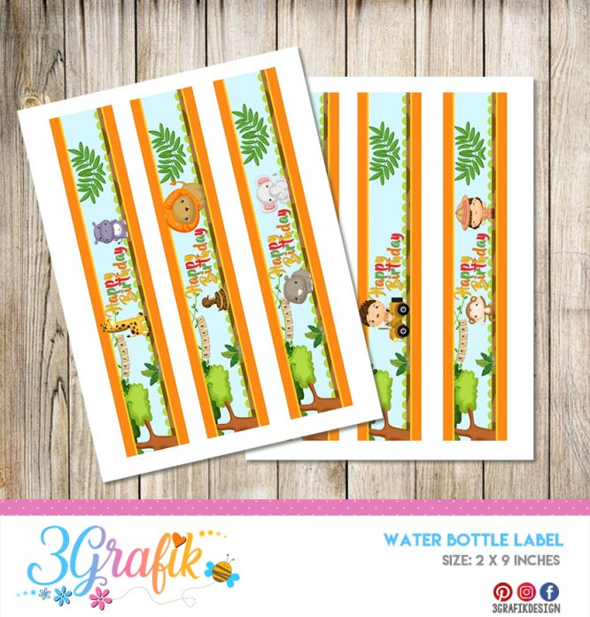Safari – Water Bottle Label – Printable