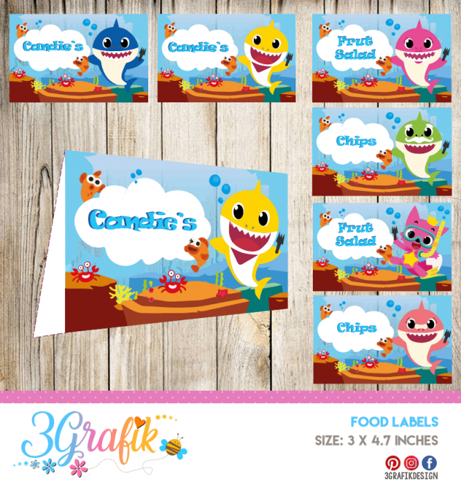 Baby Shark Food Tent Cards