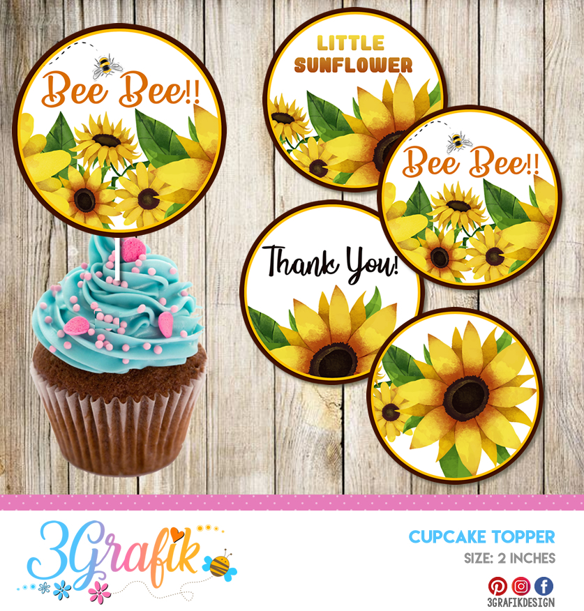 30x SUNFLOWER FLOWERS FLAT EDIBLE CUP CAKE TOPPERS FREE DELIVERY INCLUDED! D1 
