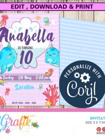 Narwhal Birthday Invitation