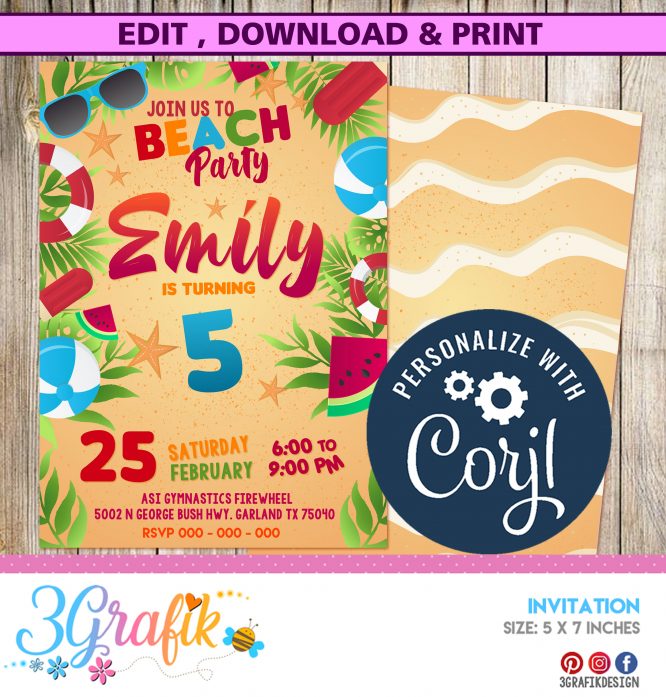 Beach Party Invitation Templates