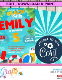 Beach Birthday Party Invitation