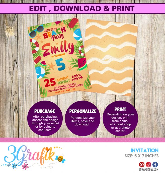 Beach Party Invitation template - Image 2