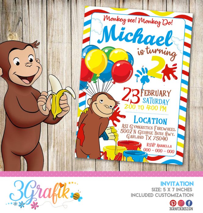 Curious George – Invitation – Printable